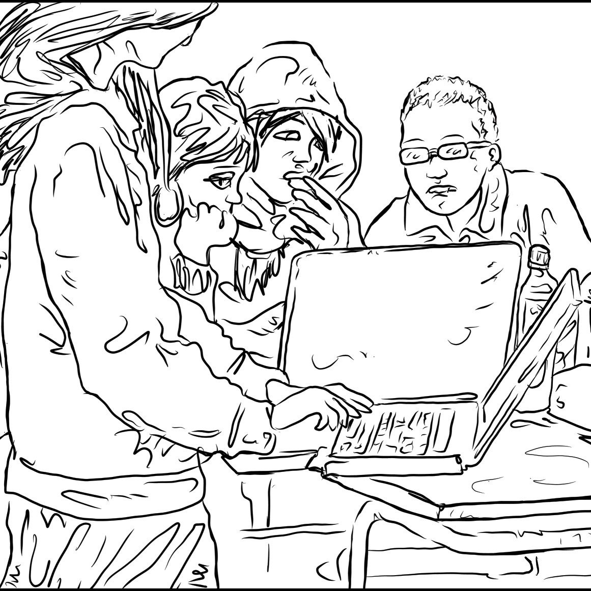 tegning af børn der arbejder