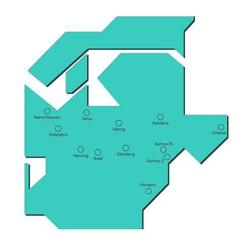 grafik over vias campusbyer i midtjylland