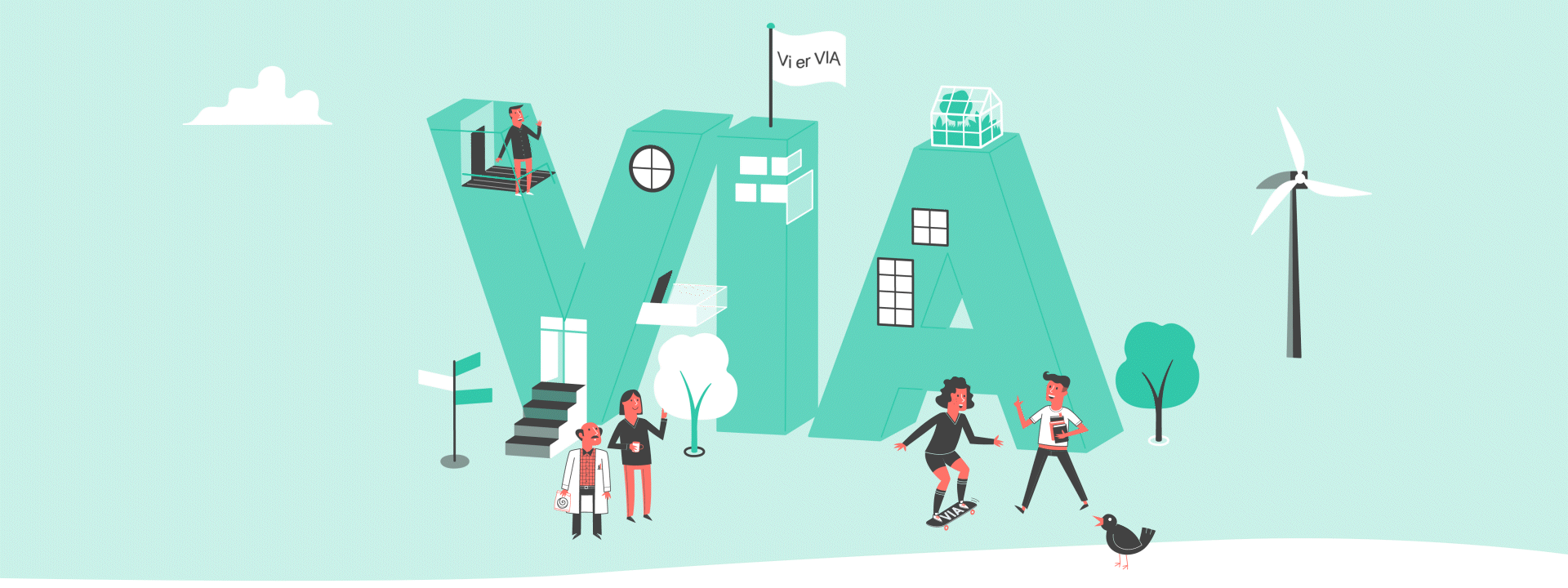 animation af personer i et via-miljø