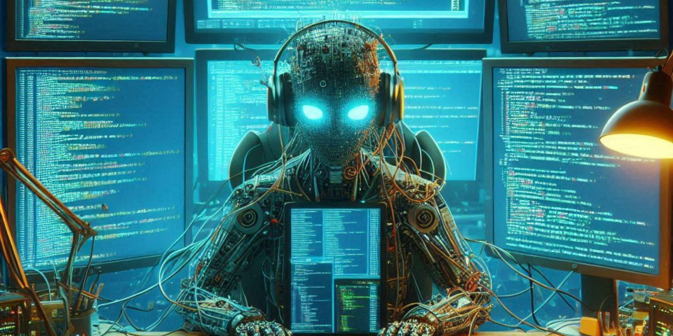 Robot ved tastatur